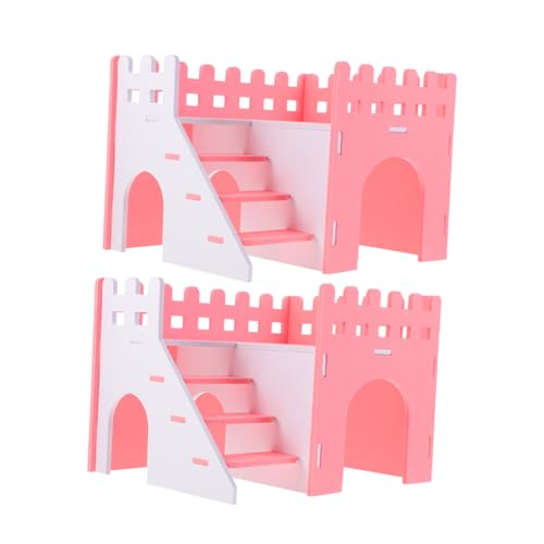 MOTHNUR 2 Stück Doppeldeckiges Hamsterhaus mit Leiter Kleines Nagerversteck für Zwerghamster und Kleintiere Spieltunnel und Rückzugsort Großes Hamsterversteck Privater Rückzugsraum von MOTHNUR