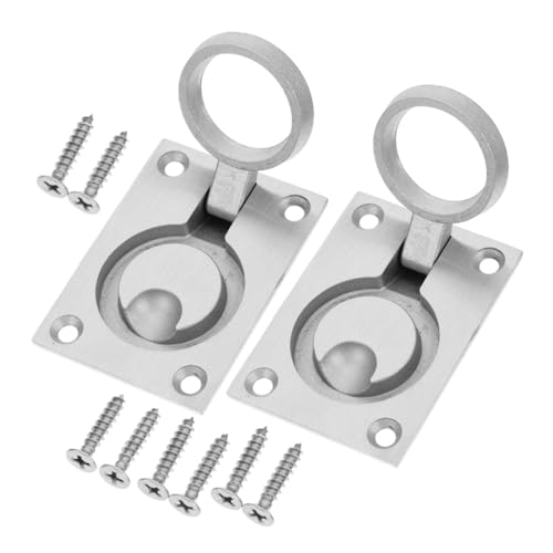 MOTHNUR 2 Stück Edelstahl Ringzuggriff Boot Flush Pulls Latch Einbauklappgriff für Deckluke Rostfrei Langlebig Einfach zu Montieren für Yacht Wohnwagen und Schranktüren von MOTHNUR