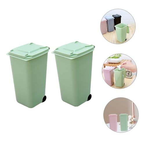MOTHNUR 2 Stück Mini Desktop Mülleimer mit Deckel Tragbarer PP Tischabfalleimer für Büro Zuhause Geruchsdicht Platzsparend Praktisch für Stifte und Kleinteile von MOTHNUR