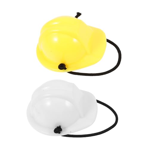 MOTHNUR 2 Stück Mini Helm für Reptilien Stabiles Kunststoff Material Modisches Sicherheits Design Geeignet für Eidechsen und Schlangen Dekorativer Kopfschmuck für Haustiere Gelb und Weiß von MOTHNUR