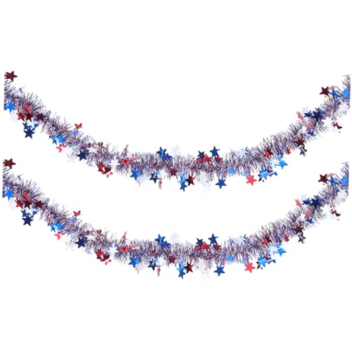 MOTHNUR 2 Stück Patriotische Lametta Girlande mit Sternmotiven Langlebige Wiederverwendbare US Flagge Dekoration für Independence Day Fenster Türen Wände Party Deko für Drinnen und MOTHNUR 2 Stück Patriotische Lametta Girlande mit Sternmotiven Langlebige Wiederverwendbare US Flagge Dekoration für Independence Day Fenster Türen Wände Party Deko für Drinnen und von MOTHNUR