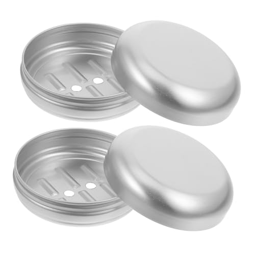 MOTHNUR 2 Stück Reise Seifendose Aluminium Rund wasserdichte Seifenbox mit Dicht Schließendem Deckel Langlebig und Formbeständig für Unterwegs und Badezimmeraufbewahrung von MOTHNUR
