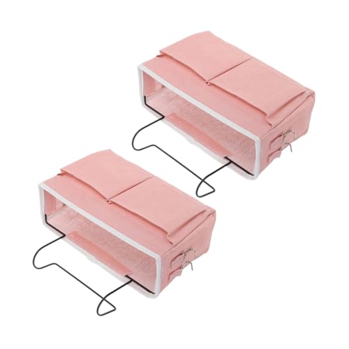 MOTHNUR 2 Stück Stoff Aufbewahrungstaschen mit Taschen zum Aufhängen Am Bett Stabiles Design für Studentenwohnheim Hängekorb für Bücher Magazine und Alltagsgegenstände Rosa von MOTHNUR