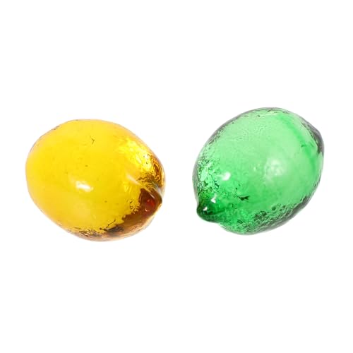 MOTHNUR 2 Stück Teiliges Glas Zitronen Ornament Dekorative Lebensechte Zitronen für Küche und Büro Vielseitige Tischdekoration Design Akzente für Wohn Esszimmer von MOTHNUR