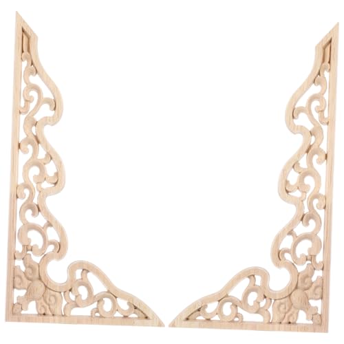 MOTHNUR 2 Stück Teiliges Holzornament Holzschnitzerei Applique Möbeldekor Vintage Holzverzierung für Schrank Tür Fenster DIY Holzdekoration Natürlicher Holzfarbton von MOTHNUR