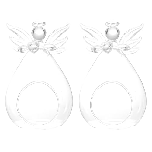 MOTHNUR 2 Stück Teiliges Kleine Transparente Glasvase mit Schutzengel Design Glatte Oberfläche Umweltfreundlich Vielseitig für Wohn Bürodekoration Langlebige Glasblumenvase für Tischdeko von MOTHNUR