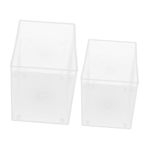 MOTHNUR 2 Stück Teiliges Mini Fischglas Transparenter Kunststoff Aquarium Multifunktional für Betta Goldfisch Schildkröten Platzsparend Kompakt Leicht für Schreibtisch Büro Schlafzimmer von MOTHNUR