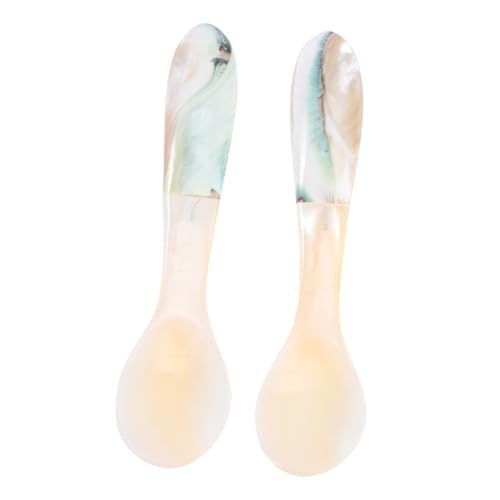 MOTHNUR 2 Stück Teiliges Natürliche Perlmutt Dessertlöffel Muschelschaufel Kaffeelöffel für Tee Kaffeegenuss und Eiscreme Geeignet Geschenkidee für Partys und Zusammenkünfte von MOTHNUR