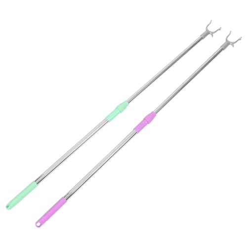 MOTHNUR 2 Stück Verstellbare Teleskop kleiderstange aus Aluminiumlegierung Stabiler Kleiderbügelstab mit Kunststoffgriff Platzsparender Wäscheständer für Balkon und Haushalt von MOTHNUR