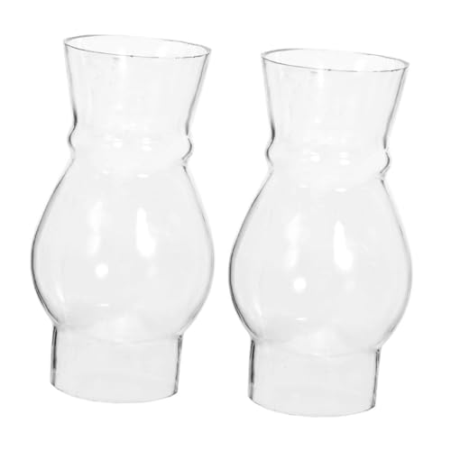 MOTHNUR 2 Stück Vintage Glas Lampenschirm für Petroleumlampe Klarer Ersatzglaszylinder mit Windschutzfunktion Einfach zu Reinigen Klassisches Design für Nostalgische Öllampen von MOTHNUR