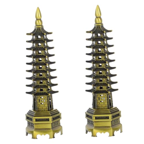 MOTHNUR 2 Stück Wenchang Tower Figurine Traditionelle Chinesische Turm Miniatur Desktop Ornament aus Zinklegierung Hoher Turm für Home Office Dekoration und Sammler von MOTHNUR