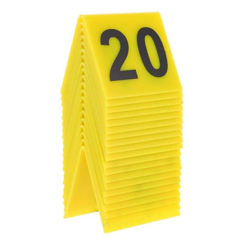 MOTHNUR 20 Stück Förmige Wiederverwendbare Tischnummern Teiliges Doppelseitig Nummerierte Markierung für Restaurants Cafés Partys Kompakte Tatortnummern Gelb Schwarz von MOTHNUR