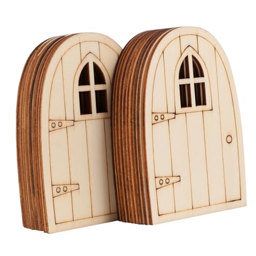 MOTHNUR 20 Stück Teiliges Türen für Feenhaus mit Fenster Unbemalte Miniatur gartendekoration aus Robustem Material Kreative Zauberhafte Tür für Feengarten Zubehör Outdoor von MOTHNUR