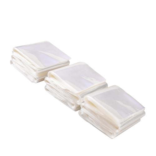 MOTHNUR 200 Stück Transparente Pof Schrumpffolie Beutel Flacher Rand Hitzeversiegelbar Schrumpfverpackung Beutel für Geschenkverpackung Kosmetik Lebensmittel Schutz vor Feuchtigkeit und von MOTHNUR