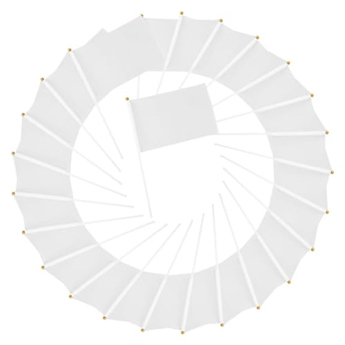 MOTHNUR 25 Stück Teiliges Weiße Schiedsrichter handflaggen Kleine Signalflaggen mit Handkurbel Langlebig und Vielseitig für Sportwettbewerbe und Verkehrszeichen von MOTHNUR