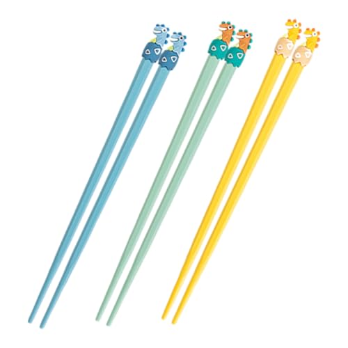 MOTHNUR 3 Paare Essstäbchen mit Niedlichem Dinosaurier Cartoon Design Wiederverwendbar Leicht zu Greifen Gesunde Materialien für Anfänger Sushi Üben und Familientisch von MOTHNUR