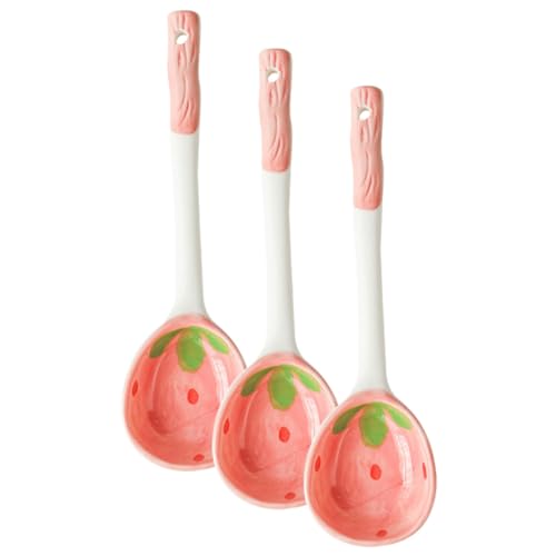 MOTHNUR 3 Stück Keramik Obstförmige Dessertlöffel Kleine Kuchlöffel Feines Design Für Eiscreme Espresso Suppen Zuhause Restaurant Küchenzubehör von MOTHNUR