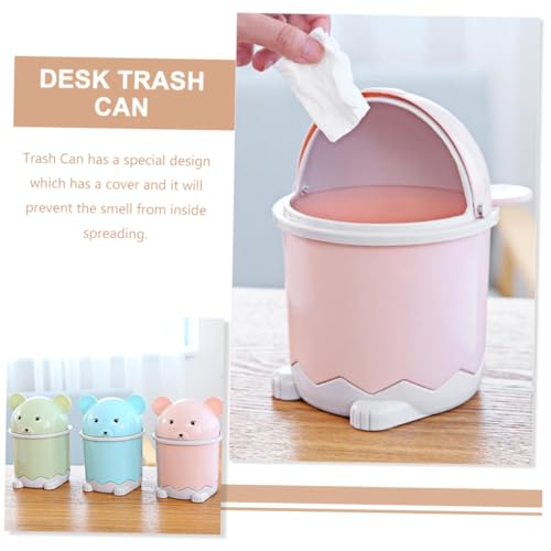 MOTHNUR 3 Stück Mini Desktop Mülleimer mit Deckel Kreativer Kleiner Abfalleimer aus Robustem Geruchsneutral Kompakt für Küche Bad und Büro Praktische Tisch mülltonne in Blau Grün Rosa von MOTHNUR
