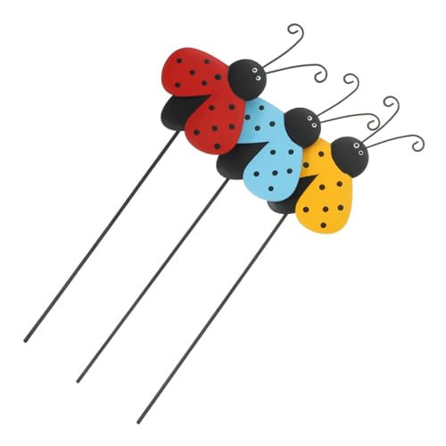 MOTHNUR 3 Stück Teiliges Gartendeko Bunten Marienkäfer Stakes aus Langlebigem Eisen Wetterfest Farbenfroh für Grünflächen Blumenbeete und Außenzäune für Gartenliebhaber und Dekorative von MOTHNUR