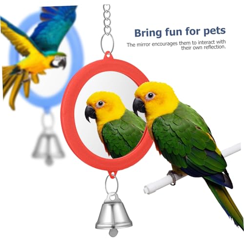 MOTHNUR 3 Stück Teiliges Vogelspielzeug mit Doppelseitigem Rundem Spiegel und Glocke Interaktives Käfigzubehör für Papageien Wellensittiche Nymphensittiche und Kanarienvögel Leichtes zur von MOTHNUR