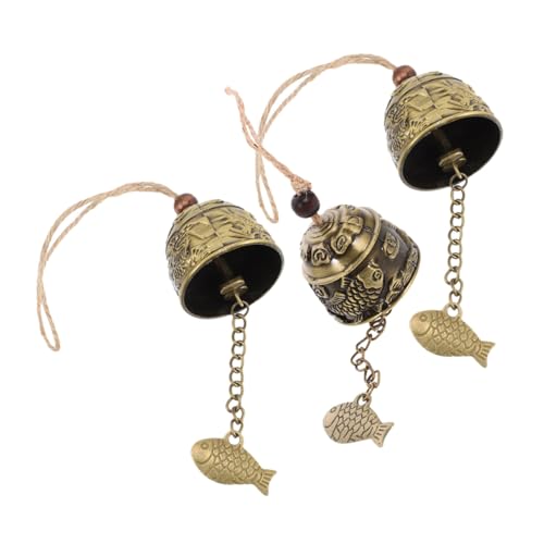 MOTHNUR 3 Stück Vintage Feng Shui mit Kunstvollen Drachen Fischmotiven Handgefertigte Metall-windspiele für Tür Garten Terrasse Harmonische Wohnraumdekoration und Glücksbringer von MOTHNUR