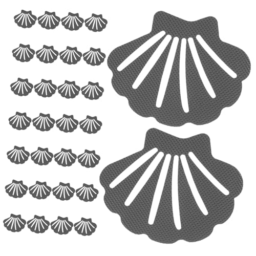 MOTHNUR 30 Stück Anti rutsch Aufkleber Badewanne Dusche Treppe Selbstklebend rutschfest Graue Shell Design Badsicherheitsstreifen für Badezimmer Fußboden von MOTHNUR