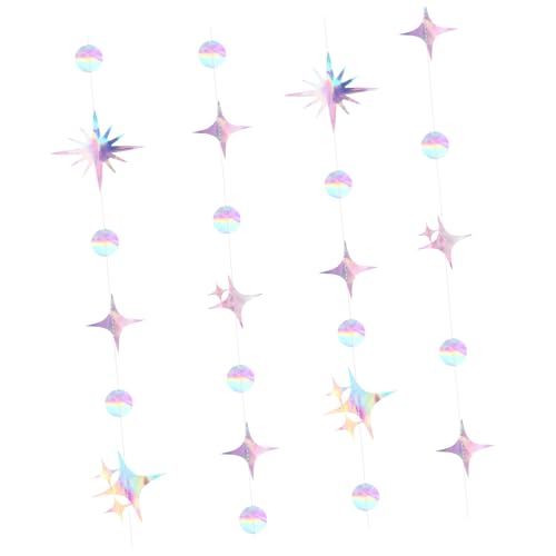 MOTHNUR 4 Stück Irideszierende Girlande Stern Kreis Partydeko für Geburtstag Hochzeit Shower Vielseitig Einsetzbar mit Glänzendem Farbverlauf für Stilvolle Feierlichkeiten MOTHNUR 4 Stück Irideszierende Girlande Stern Kreis Partydeko für Geburtstag Hochzeit Shower Vielseitig Einsetzbar mit Glänzendem Farbverlauf für Stilvolle Feierlichkeiten von MOTHNUR