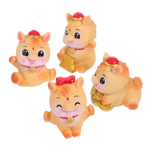 MOTHNUR 4 Stück Resin Pferde Figuren für Schreibtisch Büro Wohnzimmer Kleine Kreative Tier Skulpturen als Tisch Regal Schmuck Verspielte Glücksbringer von MOTHNUR