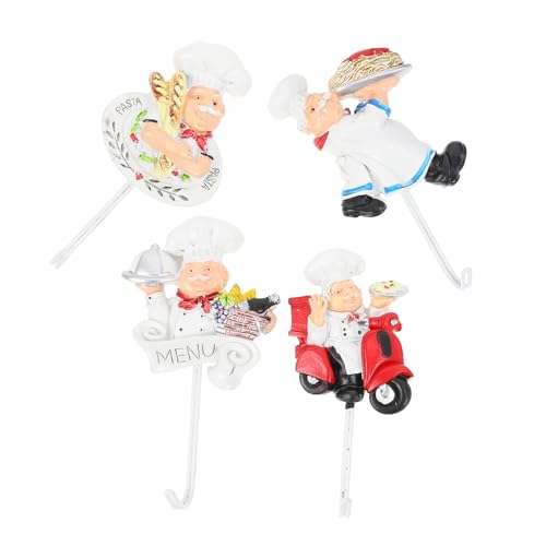 MOTHNUR 4 Stück Selbstklebende Küchenwandhaken Cartoon Resin Haken ohne Bohren Dekorative Praktische Klebehaken für Schlüssel Handtücher Küchenutensilien für Zuhause Büro von MOTHNUR