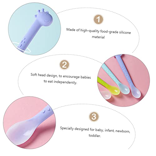MOTHNUR 4 Stück Teiliges Löffel Weiche Neugeborenen fütterungslöffel frei Sicherer Breilöffel für Erste Esslernphase Farbiges Trainingstableware für Junge Mädchen MOTHNUR 4 Stück Teiliges Löffel Weiche Neugeborenen fütterungslöffel frei Sicherer Breilöffel für Erste Esslernphase Farbiges Trainingstableware für Junge Mädchen von MOTHNUR