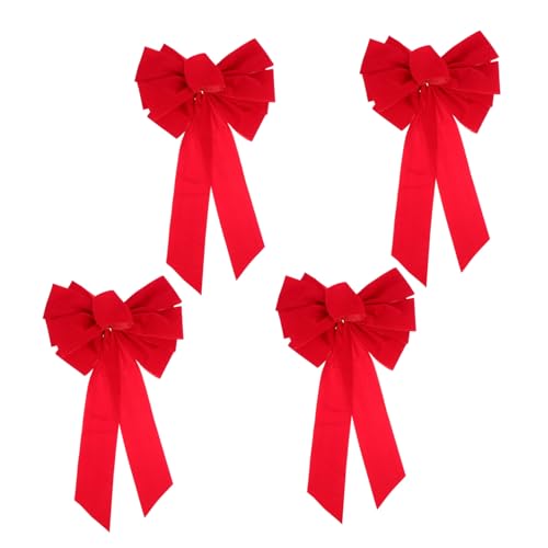 MOTHNUR 4 Stück Weihnachtsschleifen Teiliges aus Flanell Doppellagig Vielseitiger Weihnachtsbaumschmuck für Treppen Vorhänge Geschenke und Girlanden Langlebig und Festlich von MOTHNUR