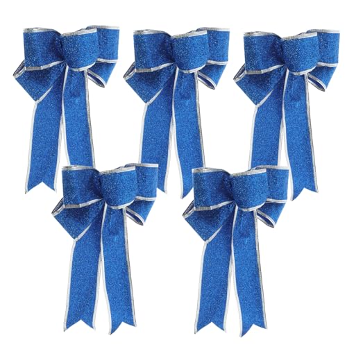 MOTHNUR 5 Stück Teiliges Blaue Weihnachtschleifen aus Stoff Glitzernde Geschenkverpackungsschleifen Fertige Knotenbänder für Weihnachtsbaum Tür und Wanddeko Robuste Festliche MOTHNUR 5 Stück Teiliges Blaue Weihnachtschleifen aus Stoff Glitzernde Geschenkverpackungsschleifen Fertige Knotenbänder für Weihnachtsbaum Tür und Wanddeko Robuste Festliche von MOTHNUR