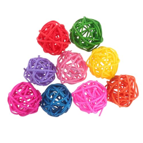 MOTHNUR 50 Stück Bunte Rattanbälle Mehrfarbiges Papageien Beißspielzeug und DIY Dekorationskugeln aus Natürlichem Grasrattan Sicherer Langlebiger Vogel Kauspielzeug für Sittiche und von MOTHNUR