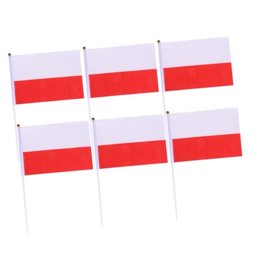 MOTHNUR 50 Stück Kleine Handgehaltene Polenflagge Stab Leichte Polyester-stickflaggen für Party Sportveranstaltungen Internationale Feiern und Dekoration von MOTHNUR