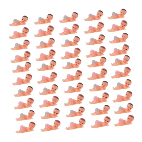 MOTHNUR 50 Stück Mini schlafende Babypuppen Kunststoff Shower Dekorationen Rosa Blau Party Ornamente für Torten und Geschenke von MOTHNUR