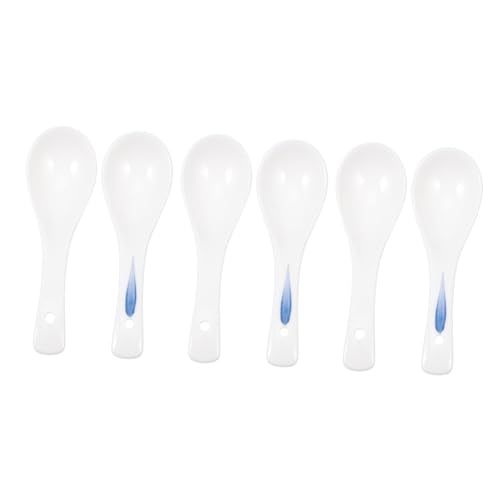 MOTHNUR 6 Stück Teiliges Keramik suppenset Leichtes Porzellan Esslöffel Rundes Design für Porridge Dessert und Suppe Spülmaschinengeeignet Geeignet für Zuhause Restaurant und Kantine von MOTHNUR