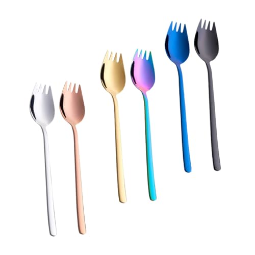 MOTHNUR 6 Stück Teiliges Löffel Kombi Dual Use Besteck für Desserts und Pasta für Zuhause und Unterwegs Leicht und zu Tragen von MOTHNUR