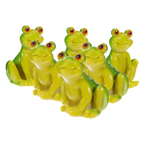 MOTHNUR 6 Stück Wetterfeste Miniatur Frosch Figuren Resin mit Handbemalten Realistischen Garten Autodekorationen Vielseitige Outdoor Gartendeko für Blumenbeete Balkone und Schreibtisch von MOTHNUR
