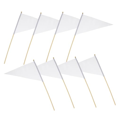MOTHNUR 8 Stück Markierungsflaggen mit Bambusstangen Wetterfeste Garten Rasenkennzeichnungsflaggen Leuchtend Weiße Bewässerungs Bau markierungsfahnen für Landschaft Industrie und von MOTHNUR