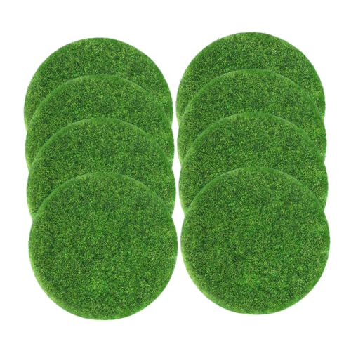 MOTHNUR 8 Stück Runde Miniatur Künstliche Grasmatte Teilig für DIY Miniaturgärten Realistische Moosrasen Dekoration Pflegeleicht für Bastelprojekte und Frühlingsdeko Durchmesser von MOTHNUR