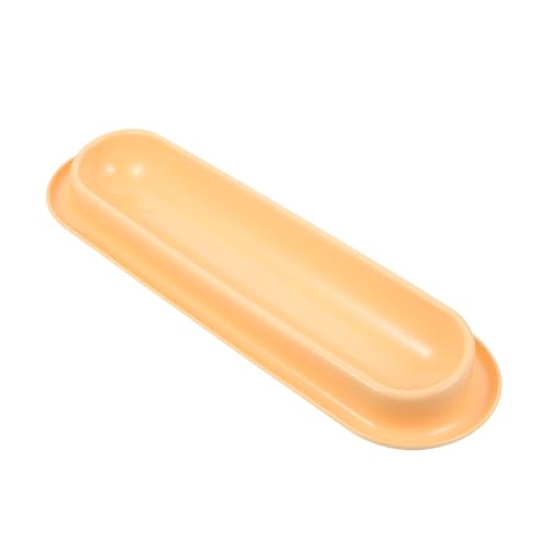 MOTHNUR Anti rutsch Katzenfutternapf aus Kunststoff Länglich mit Schräger Kante für Mehrere Katzen Haushaltsgeeignet Leicht zu Reinigen Stabiles Design in Käsegelb Rutschfester Napf für von MOTHNUR