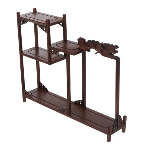 MOTHNUR Antikes Holzregal Curio Storage Rack aus Hartholz mit Feiner Handwerkskunst Antiker Aufbewahrungsständer für Wohnzimmer Büro Stilvolles Display und Dekoration von MOTHNUR