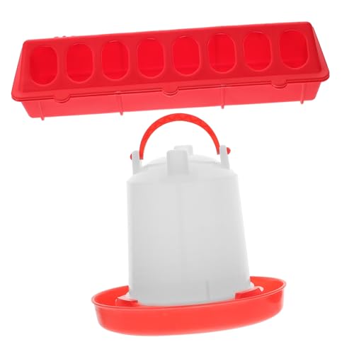 MOTHNUR Automatischer Geflügelfutterspender mit Wassertränke und Futtertrog Klein Rot Langlebig Beißfest Geeignet für Hühner Tauben Papageien und Kleinvögel von MOTHNUR