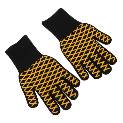 MOTHNUR Bbq Grillhandschuhe aus Silikon mit Fingern Hitzebeständig und Rutschfeste Ofenhandschuhe für Backen Grillen und Mikrowelle Feuerfeste Küchenhandschuhe Gelb von MOTHNUR
