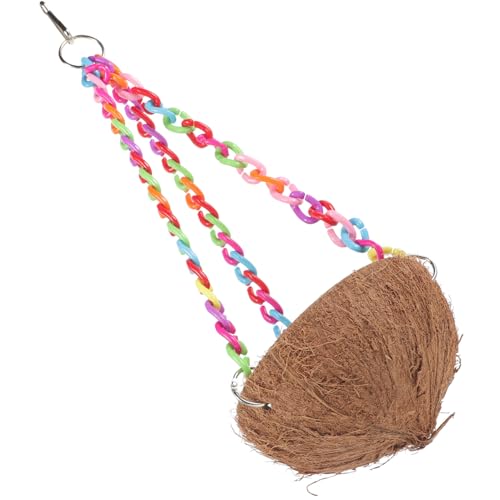 MOTHNUR Bunte Vogelhängematte aus Kokosnussschale mit Stabilem Kettenhaken Multifunktionales Vogelnest und Schaukel für Papageien Wellensittiche Hamster und Kleine Zufällige Farbe von MOTHNUR