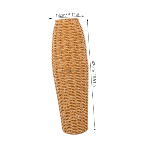 MOTHNUR Dekorative Nachahmungs Rattan Blumen Vase Schmal für Büro und Zuhause Stilvolle Getrocknete Blumen Dekovase Praktische Handgefertigte Blumenvase für Tisch Fensterdeko von MOTHNUR