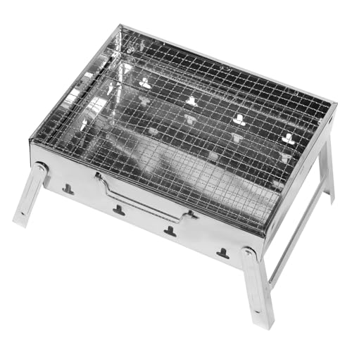 MOTHNUR Edelstahl Barbecue Grill Robust Langlebig Faltbar für Outdoor Camping Holzkohlegrill Zuverlässiger Praktischer Gartengrill mit Einfacher Reinigung von MOTHNUR