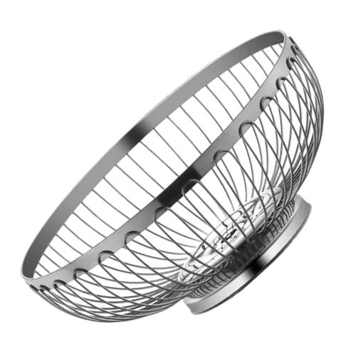 MOTHNUR Edelstahl Obstkorb Groß Modern Drahtkorb Vielseitig Nutzbar als Gemüsekorb und Dekorativer Abtropfkorb für Küche und Wohnzimmer mit Leicht zu Reinigendem Metallgeflecht von MOTHNUR