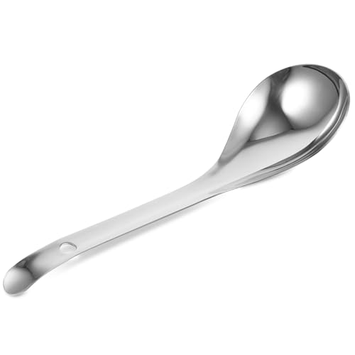 MOTHNUR Edelstahl Reislöffel mit Langem Griff Dickes Hitzebeständiges Küchenbesteck für Haushalt Glatte Oberfläche Hygienisch und Robust Geeignet zum Einschenken und Kochen von MOTHNUR