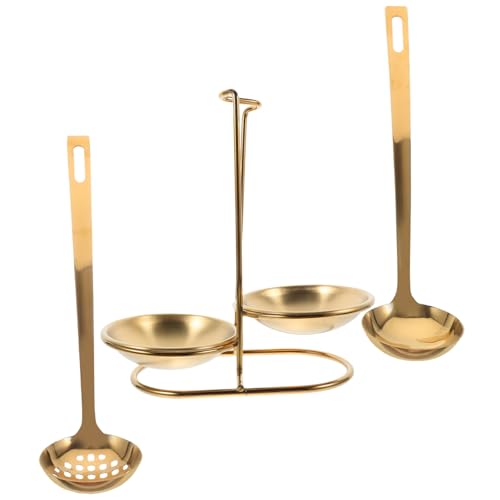 MOTHNUR Edelstahl Suppenkellen mit Halter Teilig Vielseitige Küchenutensilien für Servieren und Kochen Robuste Ergonomische Griffe Hygienisch für Gemeinsame Nutzung bei Dinnerpartys von MOTHNUR